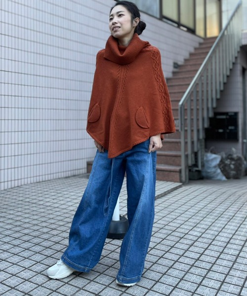 「AVIE」 ニットポンチョ 38 ブラック レディース_画像2