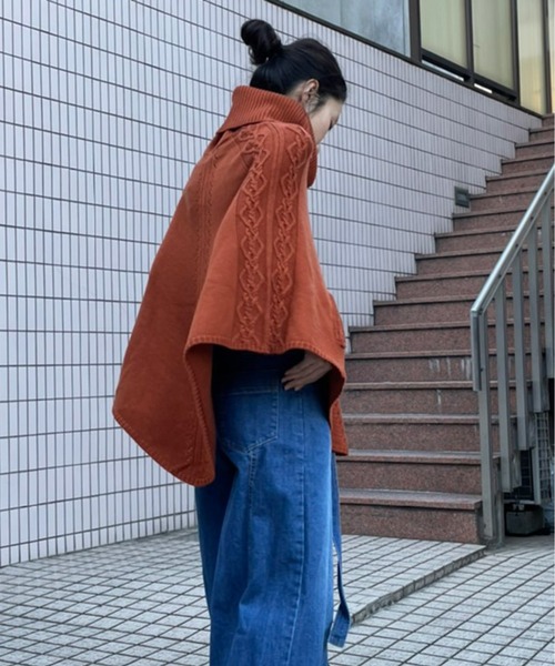 「AVIE」 ニットポンチョ 38 ブラック レディース_画像4