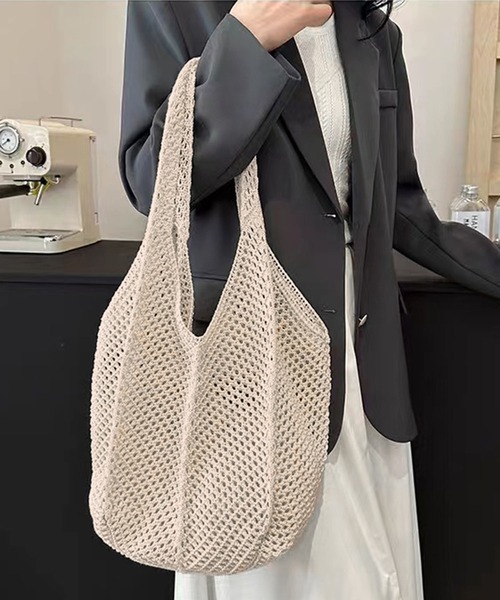 LOWO トートバッグ かぎ編みニットトートバッグ レディース : ZOZOTOWN