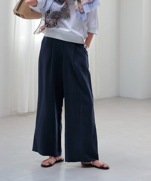 jn3様専 Jines（ジネス） パンツ 麻レーヨンワイドパンツ レディース