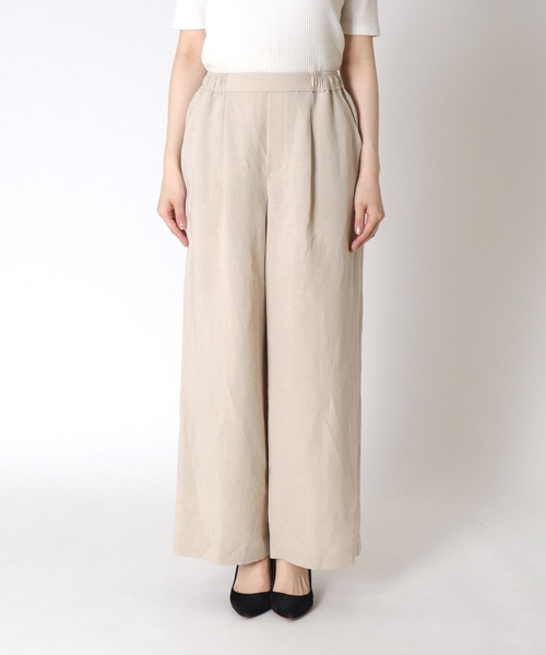 Jines（ジネス） パンツ 麻レーヨンワイドパンツ レディース