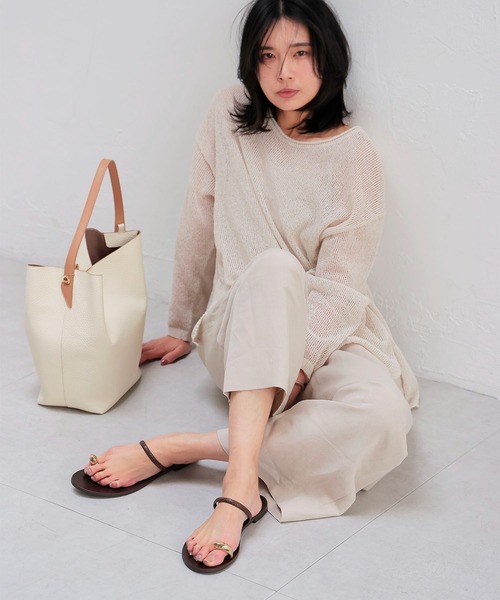 Jines（ジネス） パンツ 麻レーヨンワイドパンツ レディース