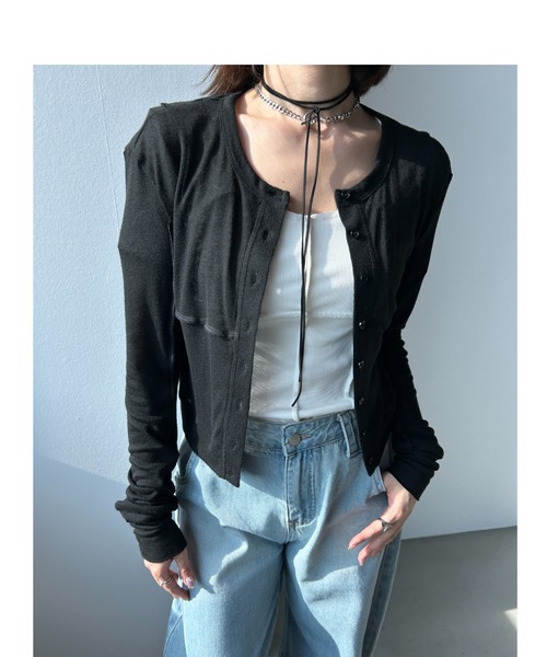 Solace カーディガン 2way切り替えシアーカーディガン レディース