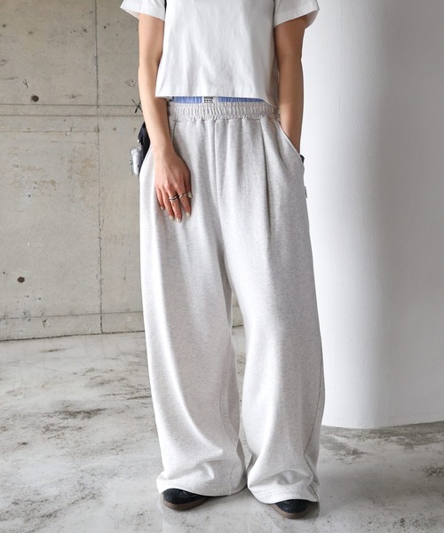ANME ワイドパンツ スウェットパンツ ジャージ スウェットタックワイド