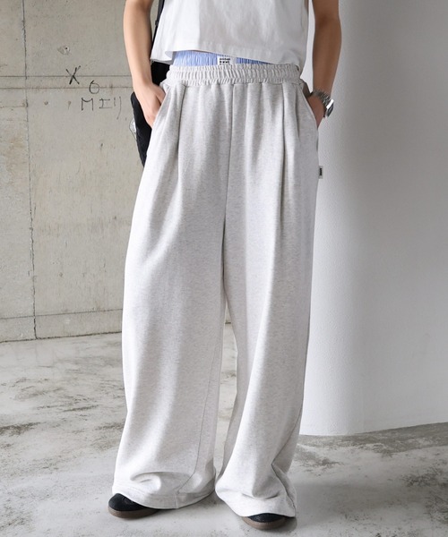定6.9万★andrea ya'aqov 綿麻スウェットパンツ アンドレアヤコブ ANME ワイドパンツ スウェットパンツ ジャージ スウェットタックワイド