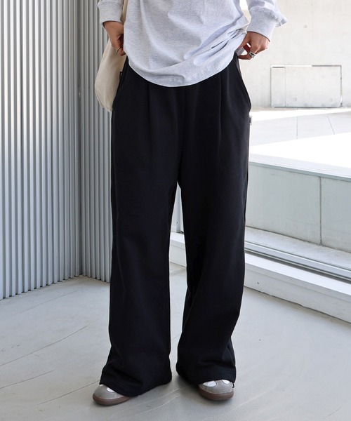 ANME ワイドパンツ スウェットパンツ ジャージ スウェットタックワイド