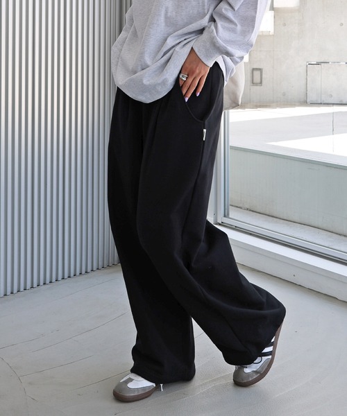 ANME ワイドパンツ スウェットパンツ ジャージ スウェットタックワイド
