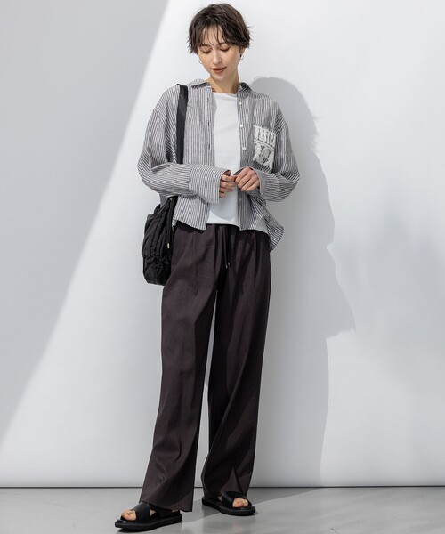 23区（ニジュウサンク） ブラウス シャツ 「洗える」LIBECO クロップド