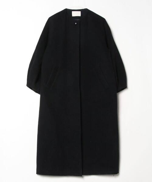 PUBLIC TOKYO ノーカラーウールコート PUBLIC TOKYO（パブリックトウキョウ） ノーカラーコート 1 ブラック