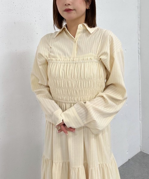 47300円　新品未使用　archivio ワンピース ホワイト 36 w closet ワンピース 「3色展開」ティアードミニキャミ