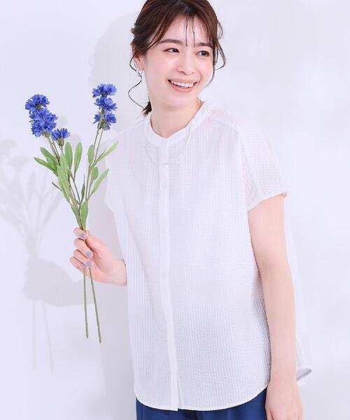 ブラウス シャツ サッカーシャツブラウス/洗える レディース SHOO・LA・RUE ブラウス シャツ 「洗える/S-LL」涼やかで好印象