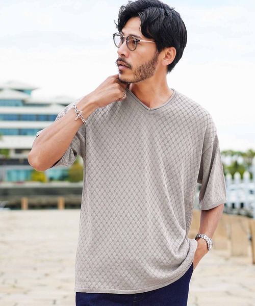 JIGGYS SHOP（ジギーズショップ） セーター ニット ダイヤ柄 ロールV