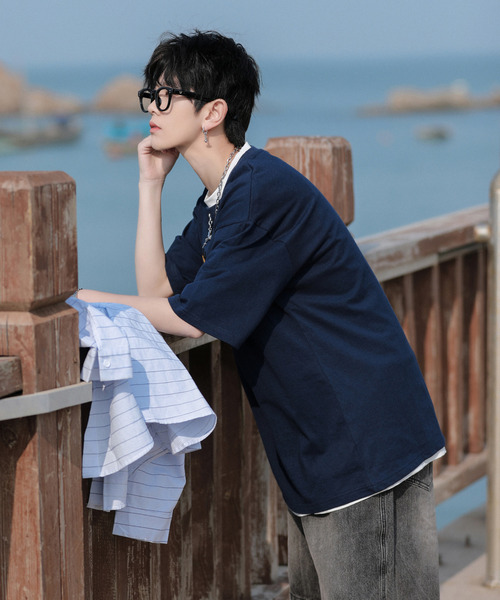 「TOM&JERRY」 半袖Tシャツ MEDIUM ネイビー メンズ