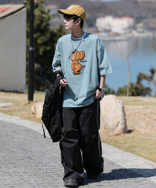 「TOM&JERRY」 半袖Tシャツ MEDIUM ネイビー メンズ