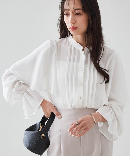 45r 長袖シャツ ブラウス　ピンタック　美品 45r 長袖シャツ ブラウスピンタック美品