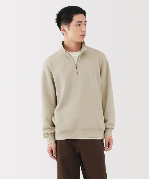 無印良品（MUJI） トレーナー スウェット 紳士 二重編みハーフジップ