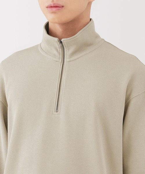 無印良品（MUJI） トレーナー スウェット 紳士 二重編みハーフジップ