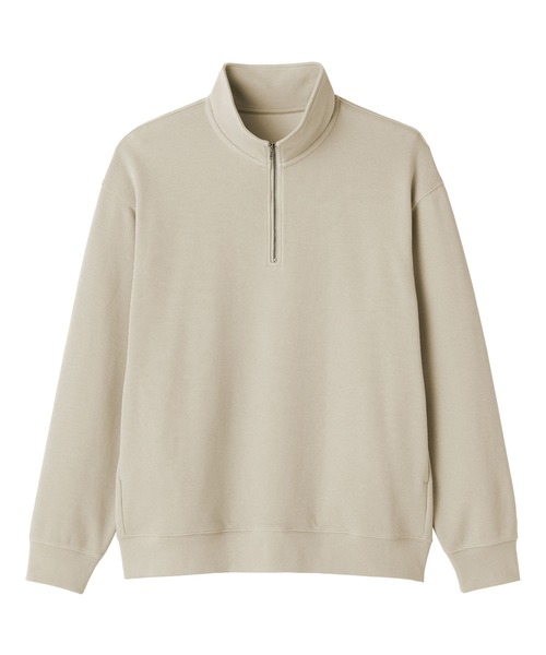 無印良品（MUJI） トレーナー スウェット 紳士 二重編みハーフジップ