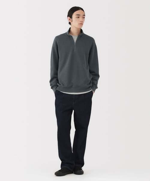 無印良品（MUJI） トレーナー スウェット 紳士 二重編みハーフジップ