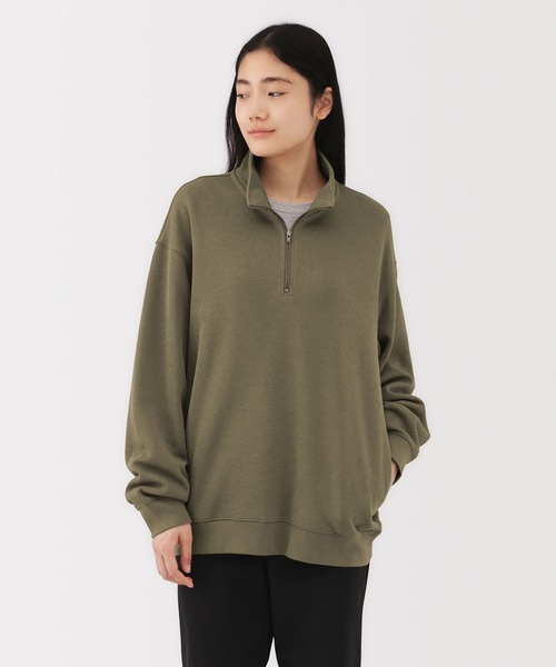 無印良品（MUJI） トレーナー スウェット 紳士 二重編みハーフジップ