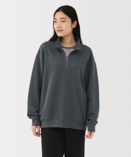 無印良品（MUJI） トレーナー スウェット 紳士 二重編みハーフジップ