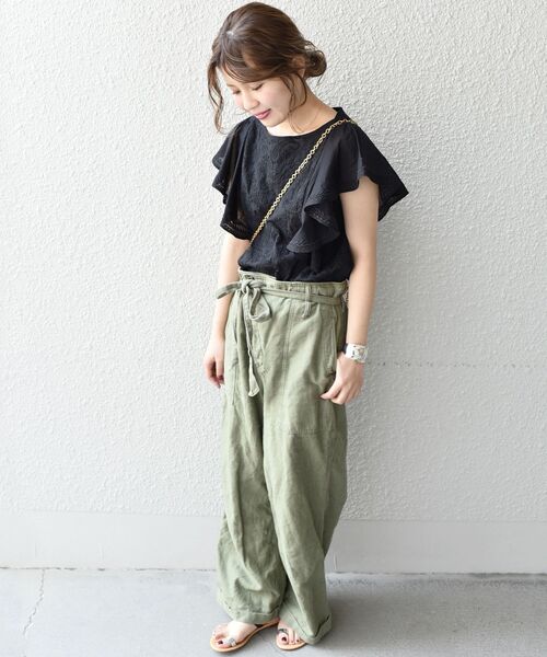 「Khaju」 ノースリーブブラウス ONE SIZE ブラック レディース_画像2