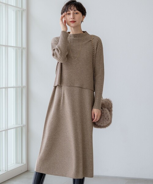 23区（ニジュウサンク） ワンピース 「洗える」レイヤードニットツイン