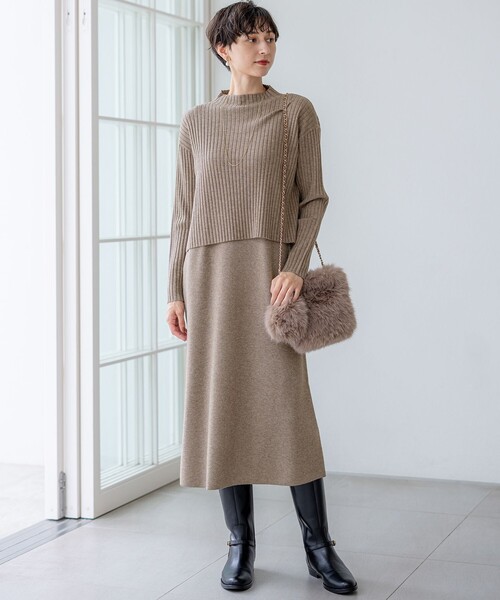 23区（ニジュウサンク） ワンピース 「洗える」レイヤードニットツイン