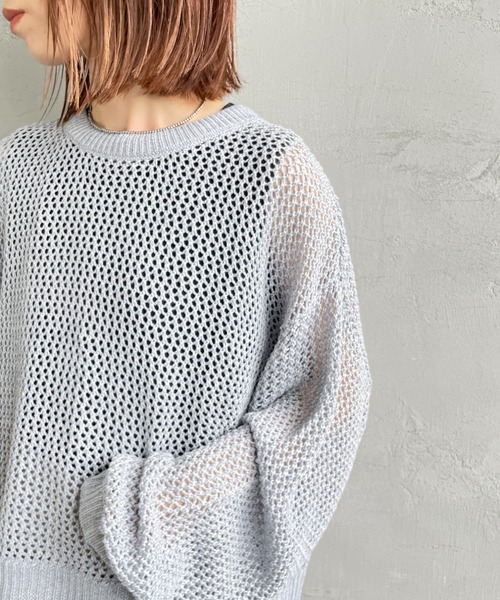 その他ブランド / AIREI/メッシュニット/ニット・セーター(薄手)/M/AIR05-T015-T005 mizuiroind（ミズイロインド） ニット セーター メッシュ クルーネック