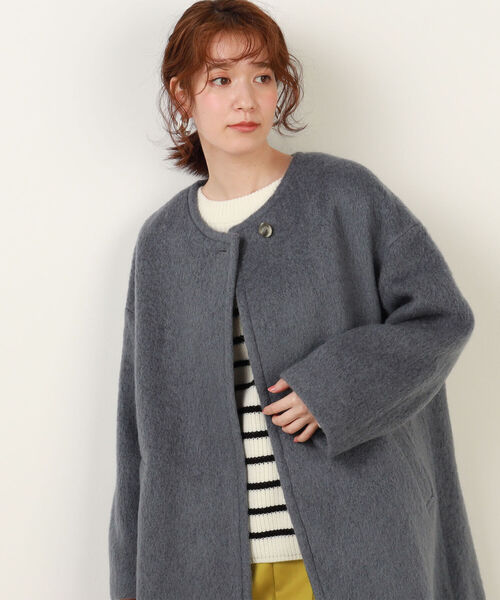 NOLLEY'S（ノーリーズ） ノーカラーコート 38 グレイッシュブルー