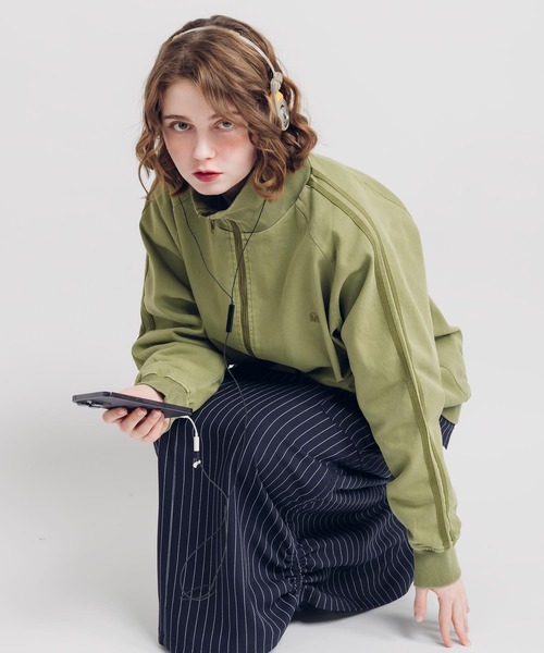 「MUHET」 ジップアップブルゾン X-LARGE ライトグレー レディース_画像7