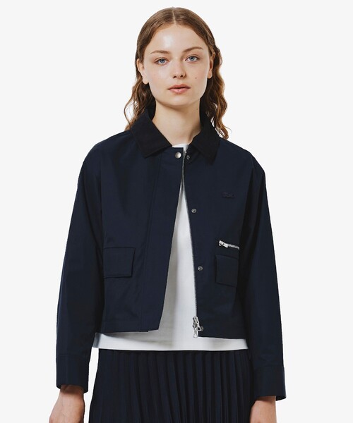 LACOSTE ラコステ ブルゾン 短丈 ウールジャケット ロゴ 黒 LACOSTE 