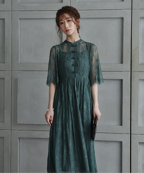 「Kana」 半袖ワンピース M グリーン系その他 レディース_画像9