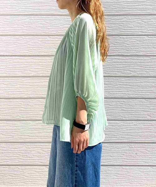 「Q」 7分袖ブラウス MEDIUM アイボリー レディース_画像3