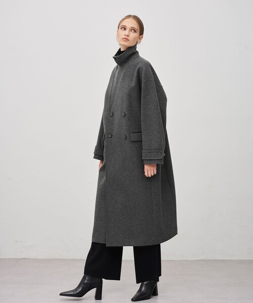 美品　uncrave アンクレイブ　プルーフメルトンロング Pコートグレー アンクレイヴ uncrave 美品 プルーフ メルトン Pコート 撥水 グレー