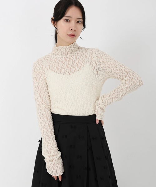 tシャツ シュリンクレース_シュリンクレースハイネックプルオーバー レディース_3