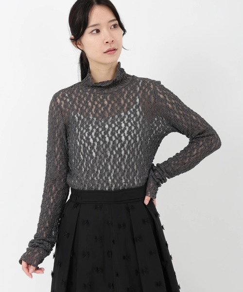 tシャツ シュリンクレース_シュリンクレースハイネックプルオーバー レディース_2