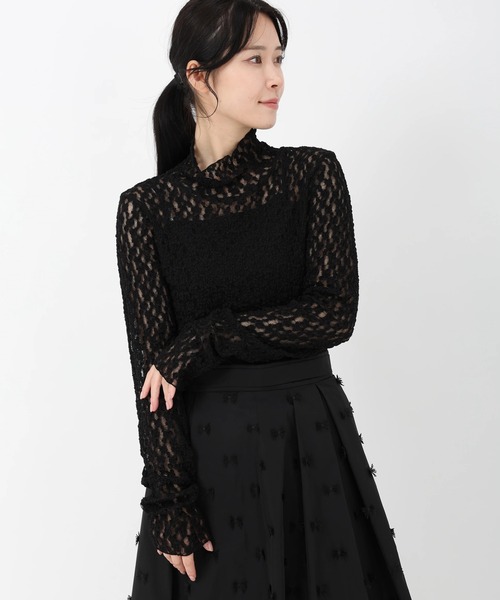 tシャツ シュリンクレース_シュリンクレースハイネックプルオーバー レディース_13