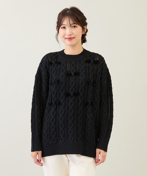 Rose Tiara（ローズティアラ） ニット セーター リボン×ケーブル編み