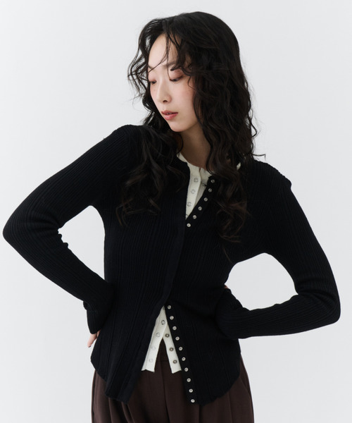 NUJOH tシャツ Snap Button Rib Tee / スナップボタンリブティー