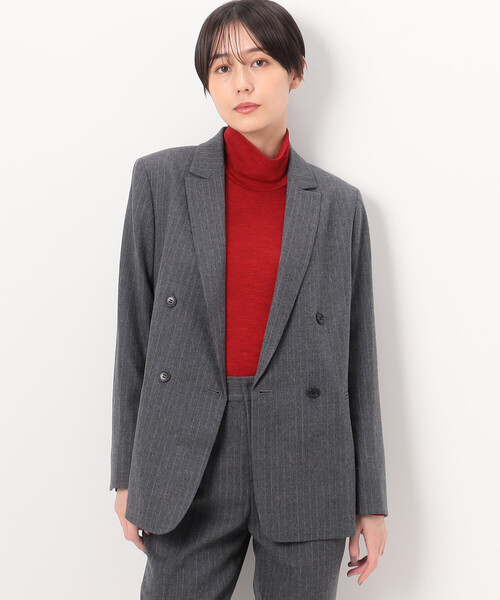 スーツ 「 Sサイズ 」 「セットアップ対応」ウールストライプ ダブルジャケット レディース