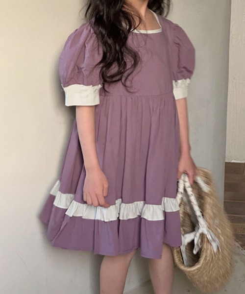 「aimoha」 「KIDS」半袖ワンピース 130 ライトベージュ キッズ_画像7