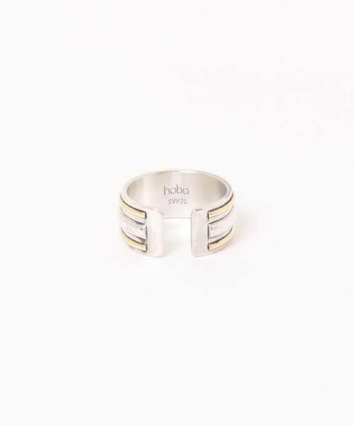 指輪 リング 「hobo / ホーボー」STRAIGHT LINE RING 925 SILVER with BRASS メンズ レディースの画像