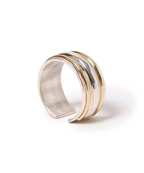 指輪 リング 「hobo / ホーボー」STRAIGHT LINE RING 925 SILVER with BRASS メンズ レディースの画像