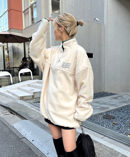 「WHO'S WHO gallery」 「SLOPPY」長袖カットソー FREE ネイビー レディース_画像2