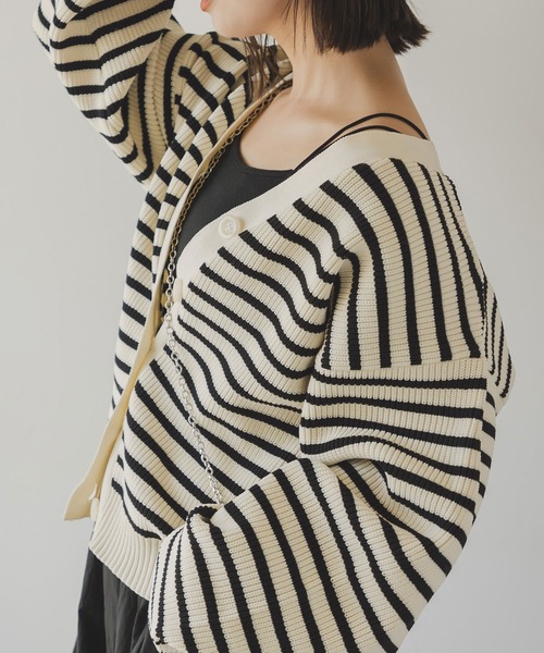 「rectangle」 ニットカーディガン FREE ホワイト レディース_画像8