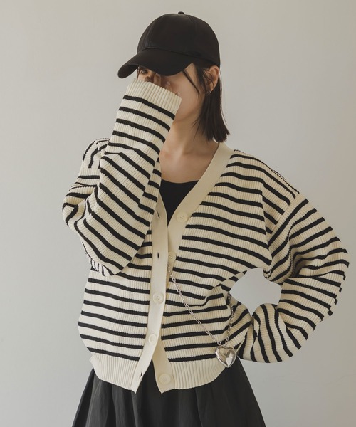 「rectangle」 ニットカーディガン FREE ホワイト レディース_画像9