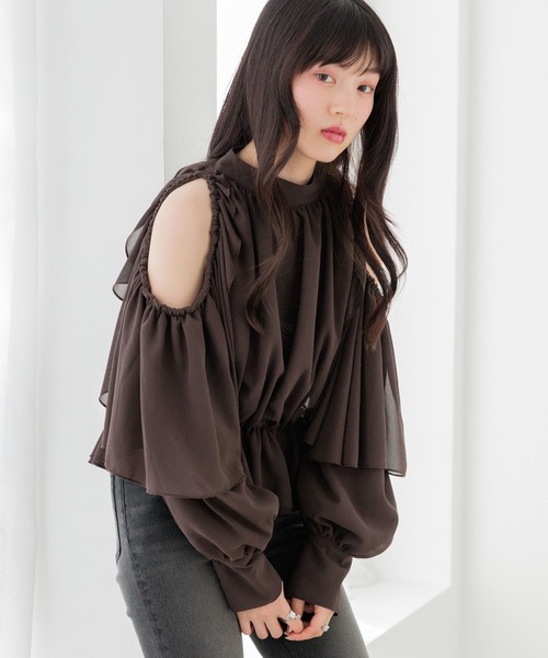 Heather（ヘザー） ブラウス シャツ ショルダーカットブラウス 656715