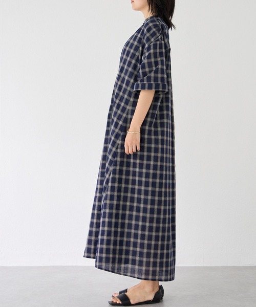 「LAVEANGE」 半袖ワンピース 3L ネイビー レディース_画像6