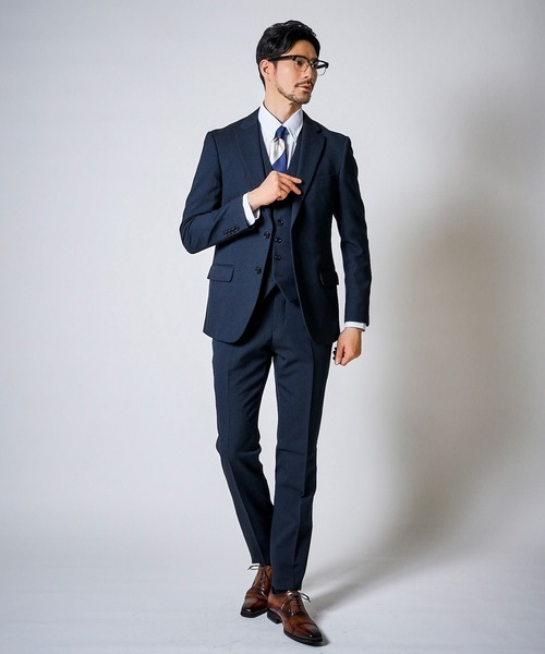 TETEHOMME/gem テットオムネイビー ストライプスーツ Mサイズ TETE HOMME（テット オム） セレモニースーツ セットアップ 4WAY